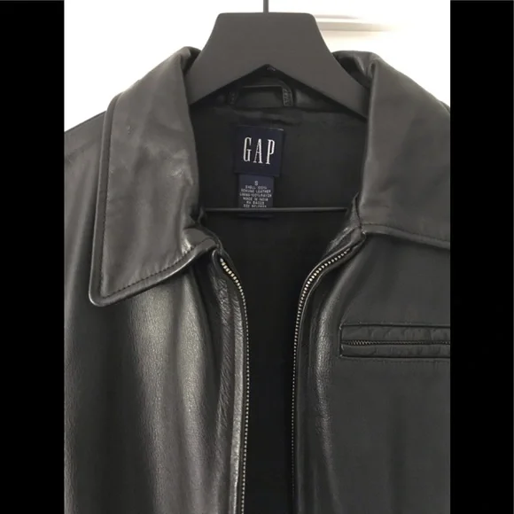 GAP Vintage 90's Essential Leather Zipper Jacket Collard Long Sleeve